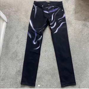 Men’s Roberto Cavalli Black Slim Fit Jeans with Print